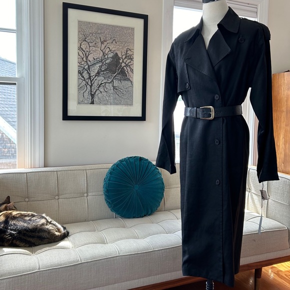 VTG 90’s Linen Trench Coat - Picture 6 of 7